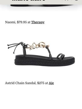 Aje Black Sandal with Gold Chain Detail